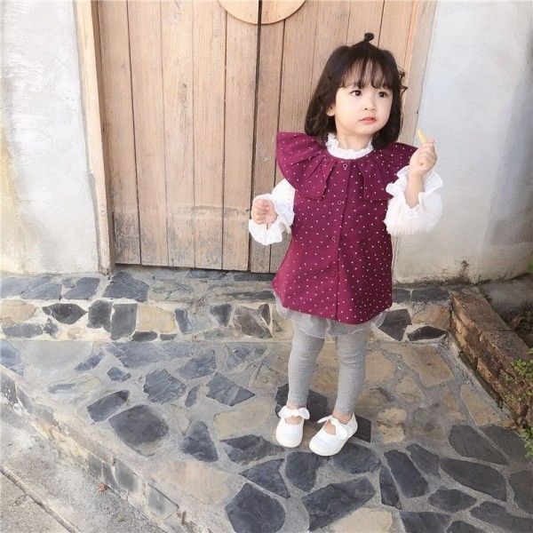 Children's caviar 2019 new point purple vest cake collar extended skirt vest