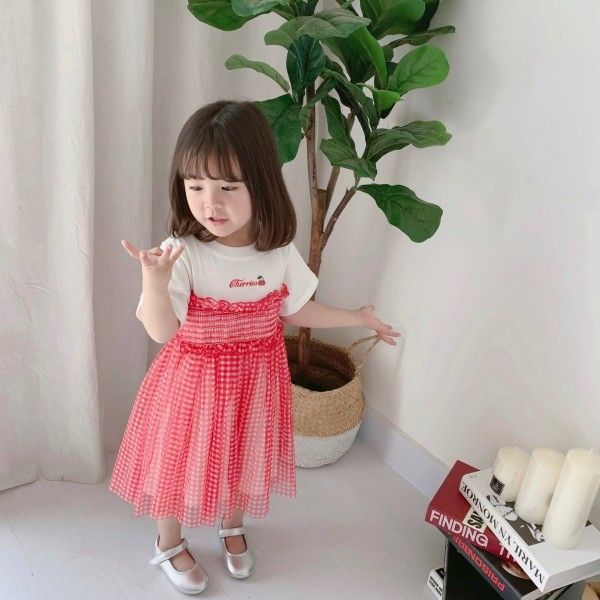 19127 summer new cherry fake 2-piece cotton jersey...