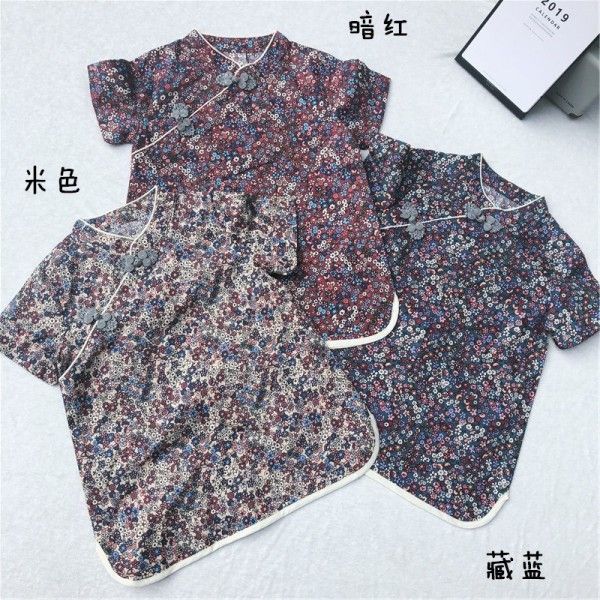 Caviar kids' 2019 summer 0-5-year-old girl's national style flower Qipao
