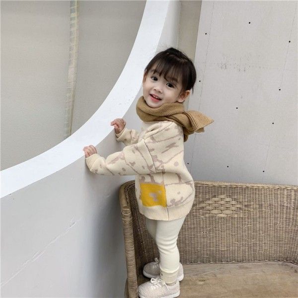 2019 winter caviar children's thickened cartoon bear high neck sweater cartoon extended sweater bottoming
