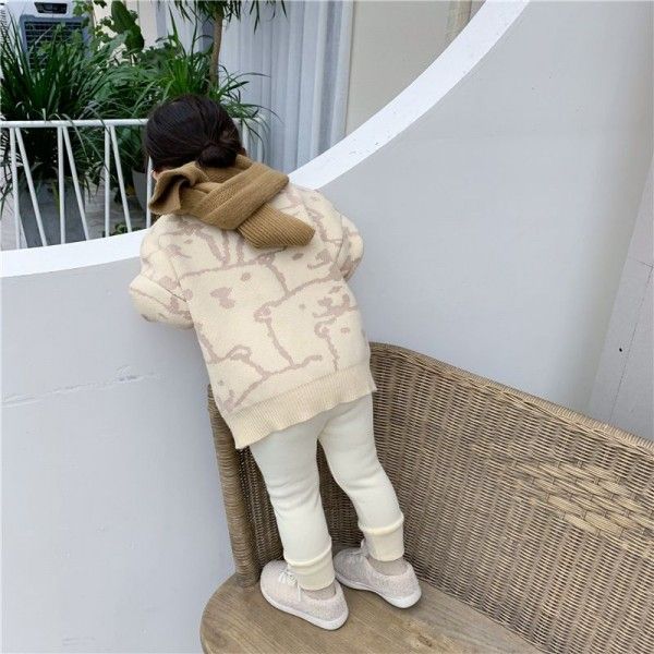 2019 winter caviar children's thickened cartoon bear high neck sweater cartoon extended sweater bottoming
