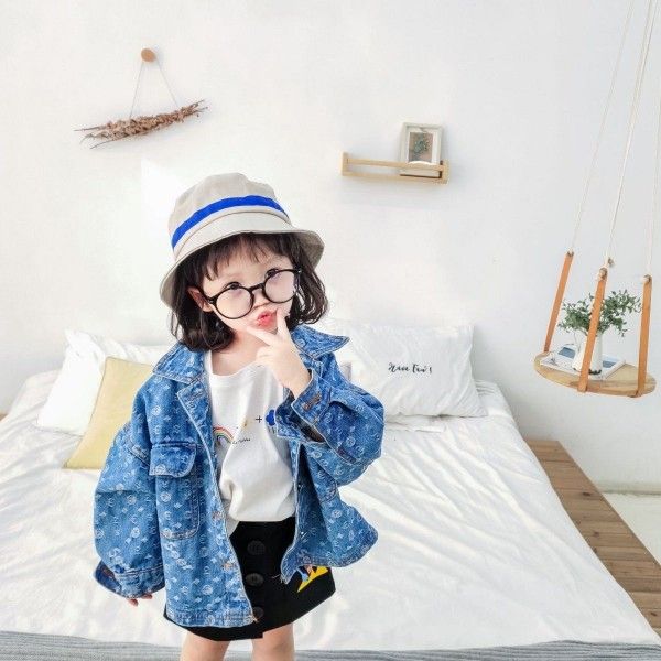2020 jamini children's clothing spring and summer new small children's jacket jacket jacket Denim Short top Korean boys and girls
