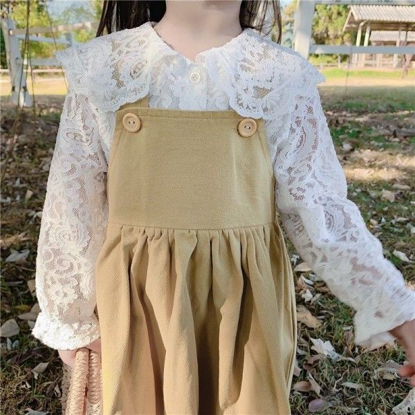 Children's caviar 2020 spring 0-5-year-old girl's cotton belt vest skirt lovely belt skirt
