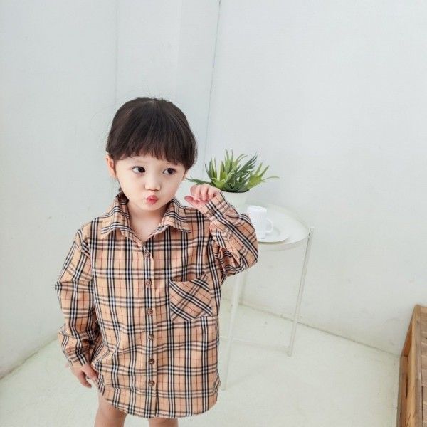 Jmn 2020 children's spring and summer new parent-child plaid shirt skirt middle and small girls' Korean version dress leisure
