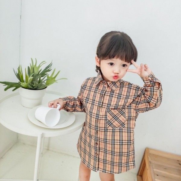 Jmn 2020 children's spring and summer new parent-child plaid shirt skirt middle and small girls' Korean version dress leisure
