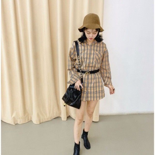 Jmn 2020 children's spring and summer new parent-child plaid shirt skirt middle and small girls' Korean version dress leisure
