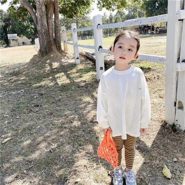 Hsenting 2020 spring children's new Korean girls long letter long sleeve T-shirt skirt
