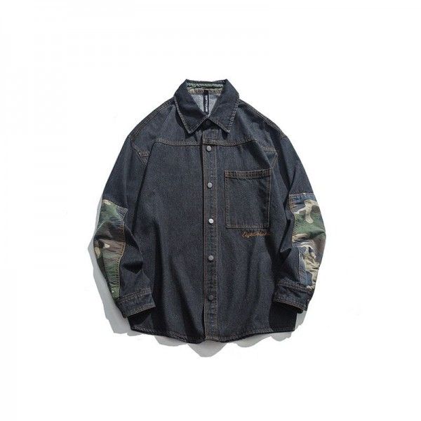 Fall 2019 new camouflage denim jacket American bac...