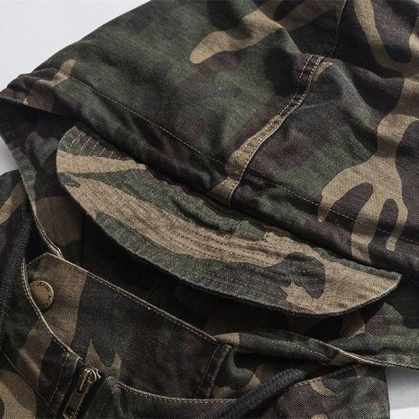 Tooling jacket men's 2019 spring new camouflage Japanese fashion brand loose hooded coat men's casual fashion coat
