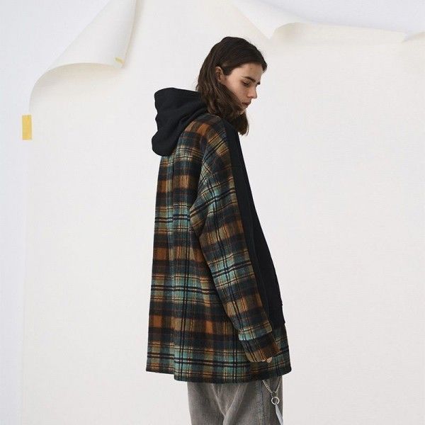 #Ovdy 19fw original loose neutral Plaid Fleece men's and women's Hoodie
