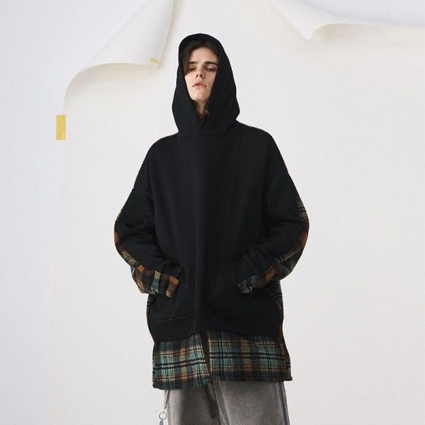 #Ovdy 19fw original loose neutral Plaid Fleece men's and women's Hoodie
