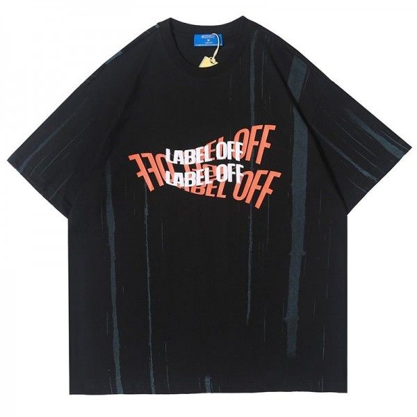 9512 new Guochao Unisex loose ins Unisex tee men's fog short sleeve T-shirt
