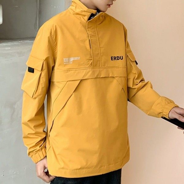 Urban men's wear  2020 spring new ins fashion brand stand collar Pullover Jacket Hong Kong Style loose casual men's coat
