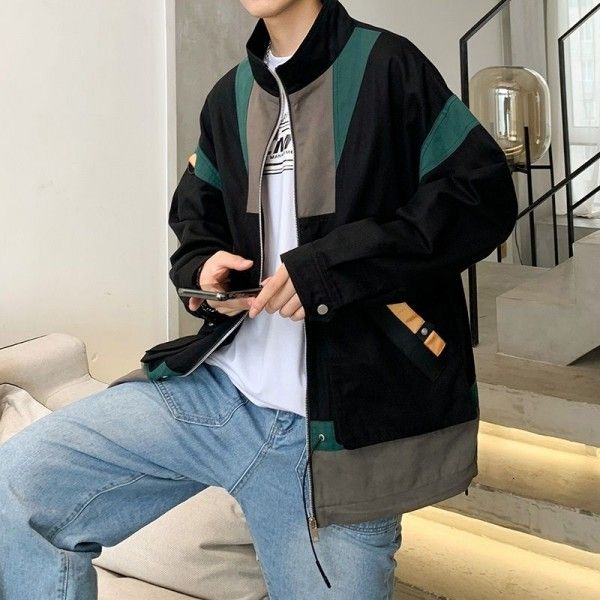 Urban men's wear  spring and autumn 2020 new Hong Kong Style ins collar loose coat men's Multi Pocket casual jacket men
