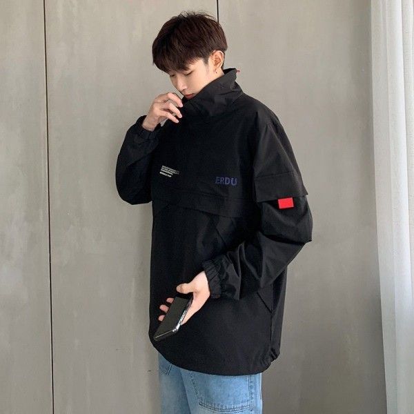 Urban men's wear  2020 spring new ins fashion brand stand collar Pullover Jacket Hong Kong Style loose casual men's coat
