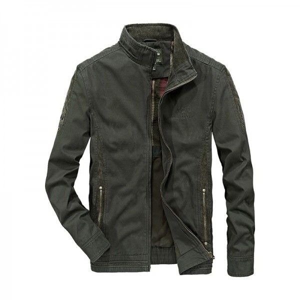 Factory direct men's coat spring and autumn new business casual loose large stand collar cotton jacket middle age
