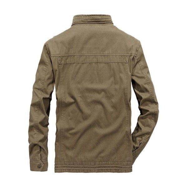 Factory direct men's coat spring and autumn new business casual loose large stand collar cotton jacket middle age
