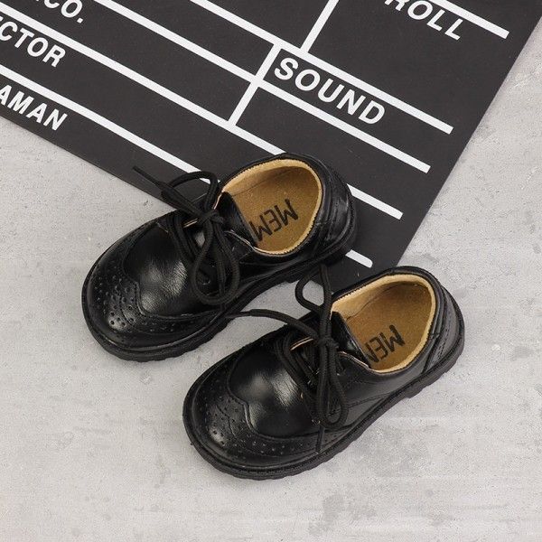 Spring and autumn boys' and girls' students' black leather shoes and leather children's shoes
