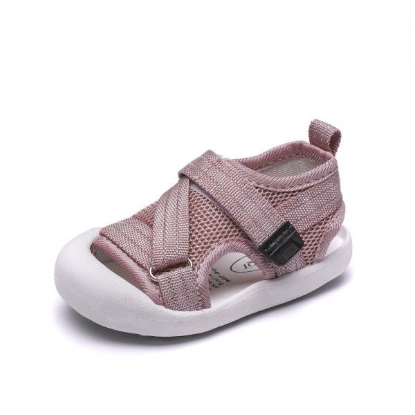 2020 summer new children's shoes 0-1-3-year-old baby's Webbing anti kicking Baotou sandals baby's soft bottom walking shoes
