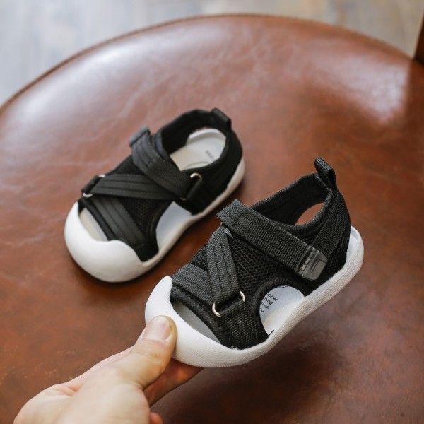 2020 summer new children's shoes 0-1-3-year-old baby's Webbing anti kicking Baotou sandals baby's soft bottom walking shoes
