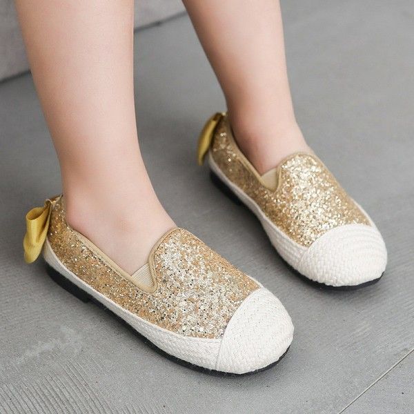 New spring and summer 2020 comfortable bow bright girl's single shoe casual shoes board shoes

