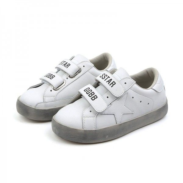 New men's and women's children's used casual shoes leather color magic stick rubber antiskid dirty little white shoes
