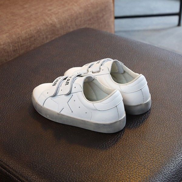 New men's and women's children's used casual shoes leather color magic stick rubber antiskid dirty little white shoes
