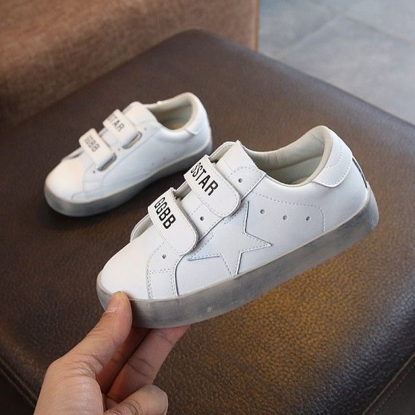 New men's and women's children's used casual shoes leather color magic stick rubber antiskid dirty little white shoes
