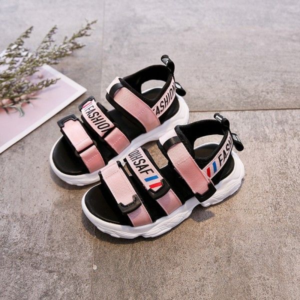 Children's sandals 2020 summer new children's shoes Korean boy's casual Ribbon Sandals girl's parent-child beach shoes
