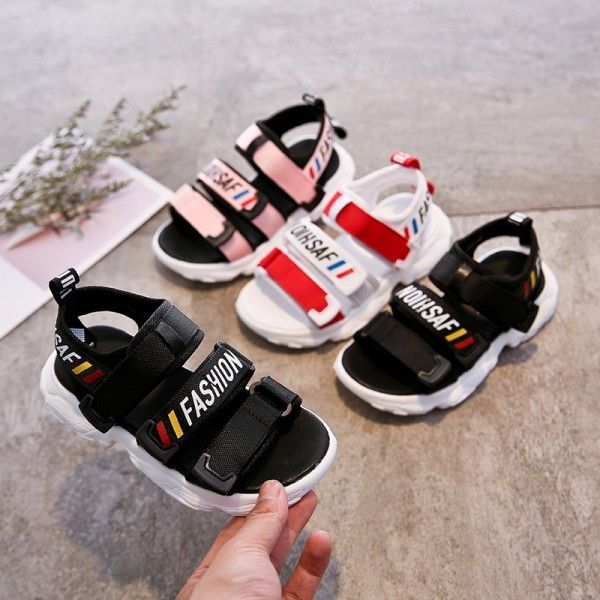 Children's sandals 2020 summer new children's shoes Korean boy's casual Ribbon Sandals girl's parent-child beach shoes
