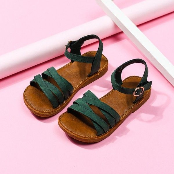 Girls' fashion little girls' sandals 2019 summer new children's leather soft sole shoes student princess shoes
