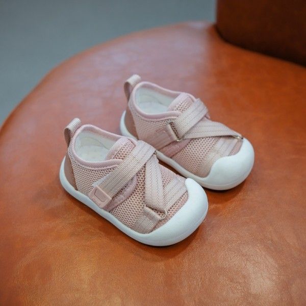 2020 summer new children's shoes 0-1-3-year-old baby's Webbing anti kicking Baotou sandals baby's soft bottom walking shoes
