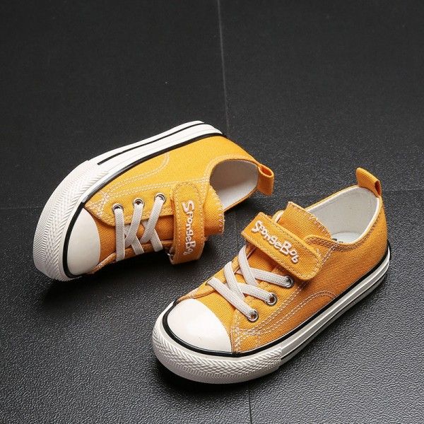 Sponge baby 2020 new versatile shoes breathable casual cloth shoes low top Velcro children's canvas shoes 7151
