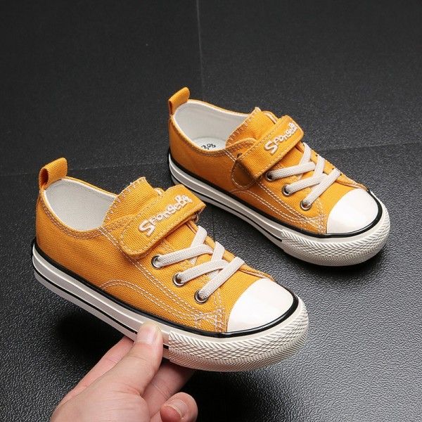 Sponge baby 2020 new versatile shoes breathable casual cloth shoes low top Velcro children's canvas shoes 7151
