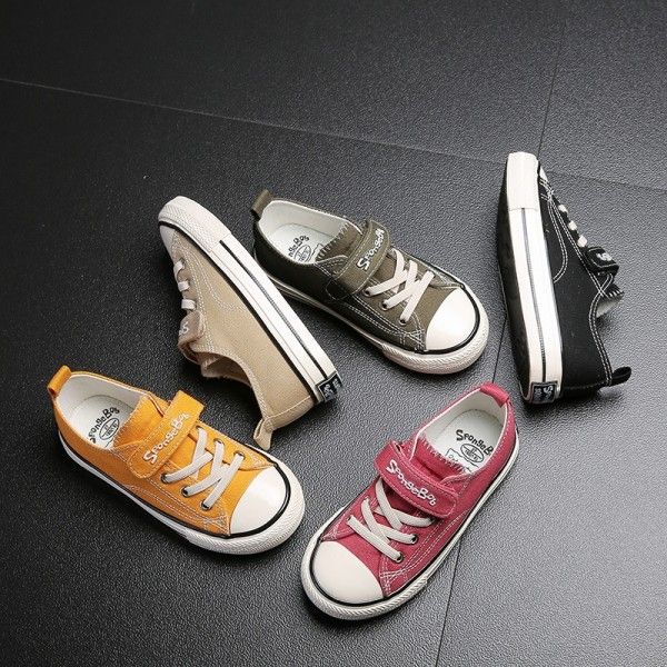 Sponge baby 2020 new versatile shoes breathable casual cloth shoes low top Velcro children's canvas shoes 7151
