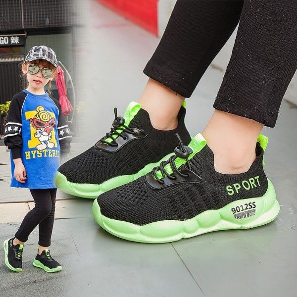 Boys' shoes 2019 autumn new middle and small children's flying woven breathable children's sports shoes girls' casual shoes baby shoes
