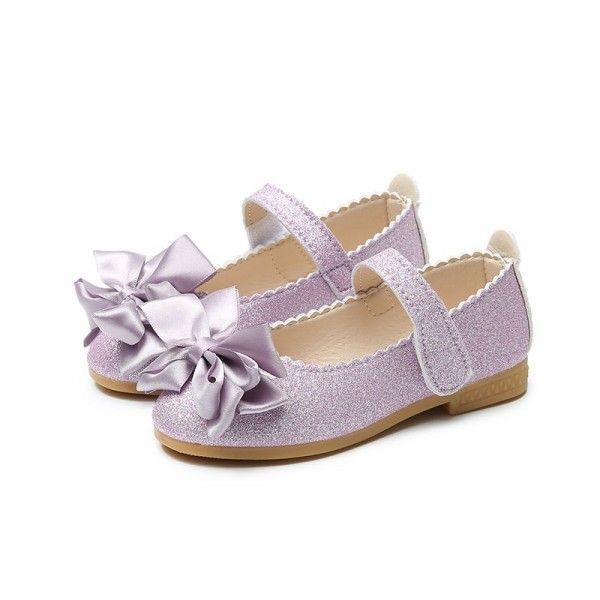 2020 new children's shoes summer Korean girls' single shoes bright leather princess shoes bow leather shoes flat shoes elegant
