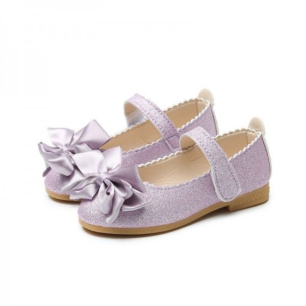 2020 new children's shoes summer Korean girls' single shoes bright leather princess shoes bow leather shoes flat shoes elegant
