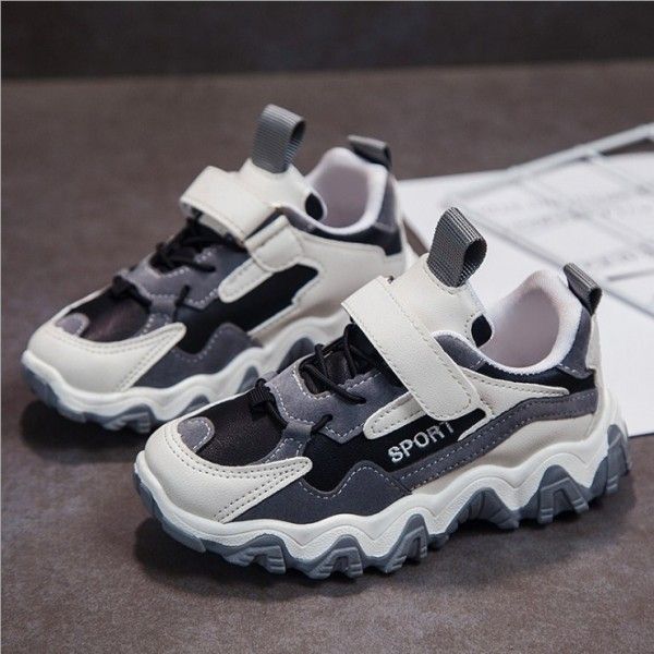 2020 spring new children's sports shoes boys' casual shoes girls' running shoes non slip mesh students' wave shoes
