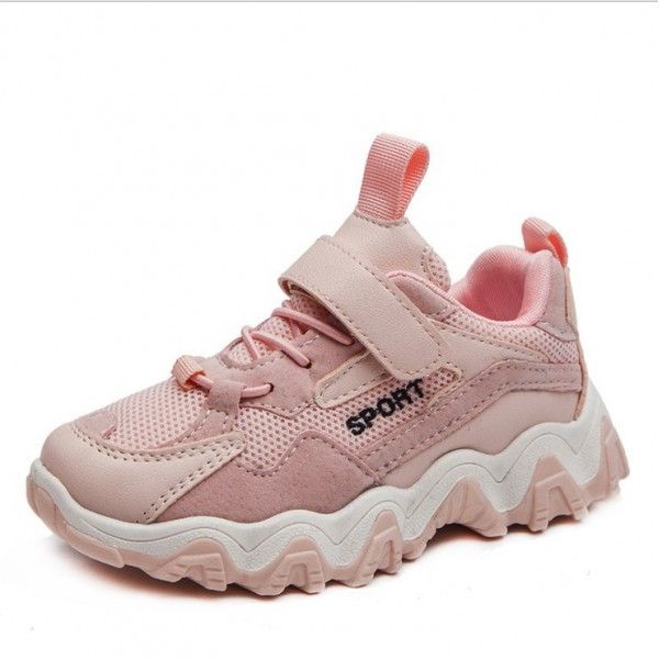 2020 spring new children's sports shoes boys' casual shoes girls' running shoes non slip mesh students' wave shoes
