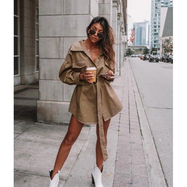 2020 spring foreign trade European and American women's new fashion waist long sleeve dress casual windbreaker coat women's hair
