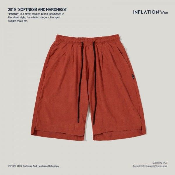 Inf men's wear  2020 spring and summer new fashion brand Street retro smoke solid color loose men's sports leisure shorts

