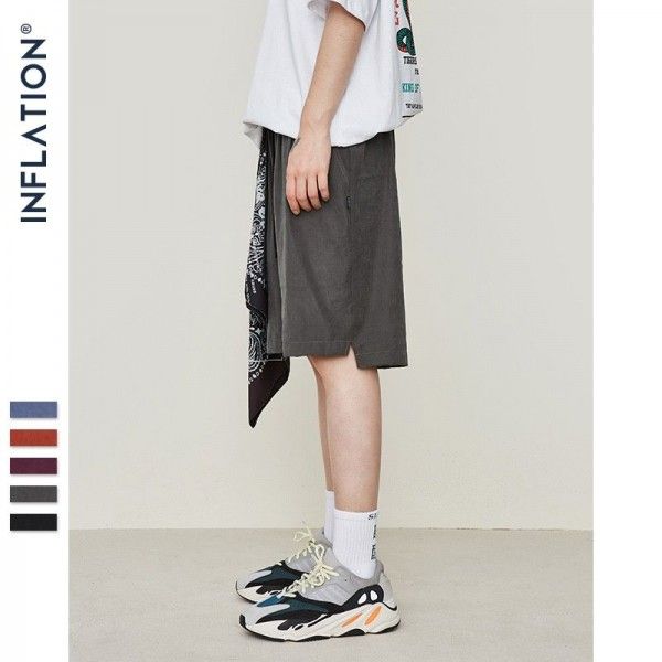 Inf men's wear  2020 spring and summer new fashion brand Street retro smoke solid color loose men's sports leisure shorts
