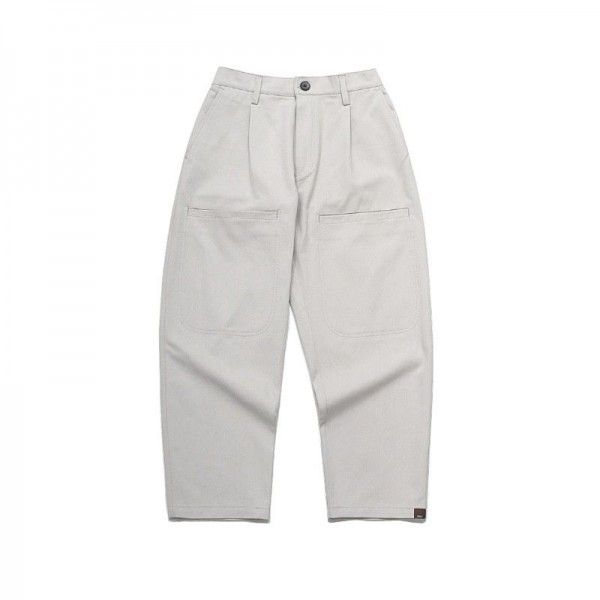 Grace 23mas Multi Pocket overalls men's and women's Day series Vintage loose wash solid color straight pants casual pants
