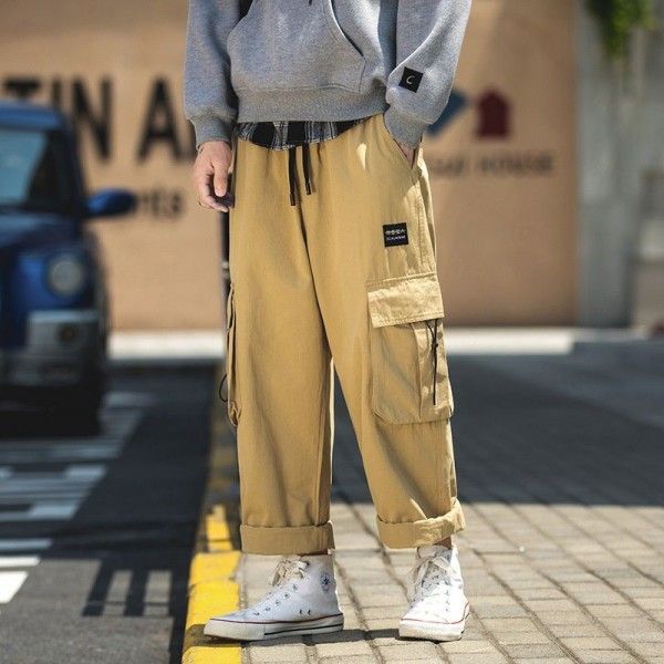 Japanese autumn new fashion brand men's straight casual pants loose sports tooling pants men's legged Harun pants
