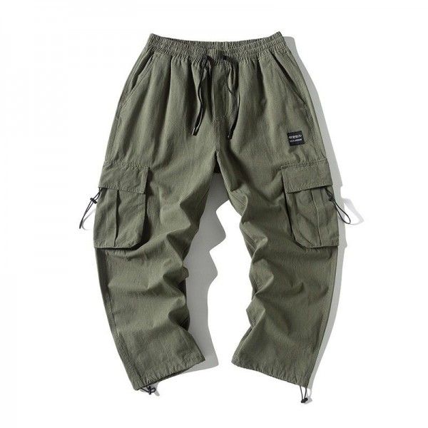 Japanese autumn new fashion brand men's straight casual pants loose sports tooling pants men's legged Harun pants
