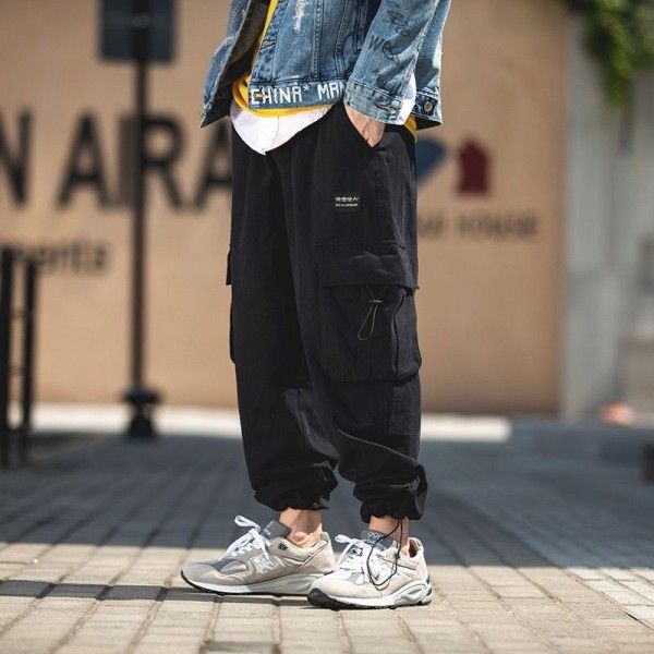 Japanese autumn new fashion brand men's straight casual pants loose sports tooling pants men's legged Harun pants
