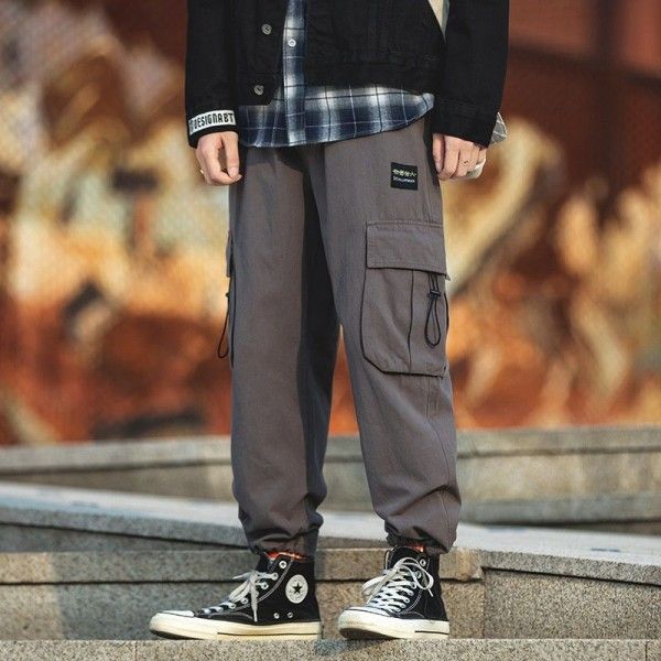 Japanese autumn new fashion brand men's straight casual pants loose sports tooling pants men's legged Harun pants
