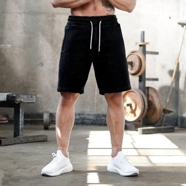 Cross border new muscle brothers fitness shorts summer casual loose pants men's training pants cotton
