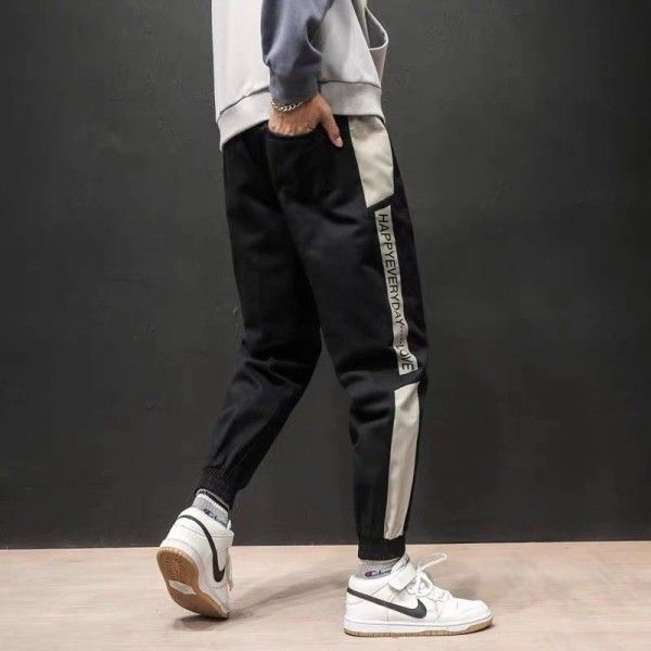 Fashion brand overalls men's 2020 spring trend casual Leggings Harun pants 9-point Korean version versatile youth long pants
